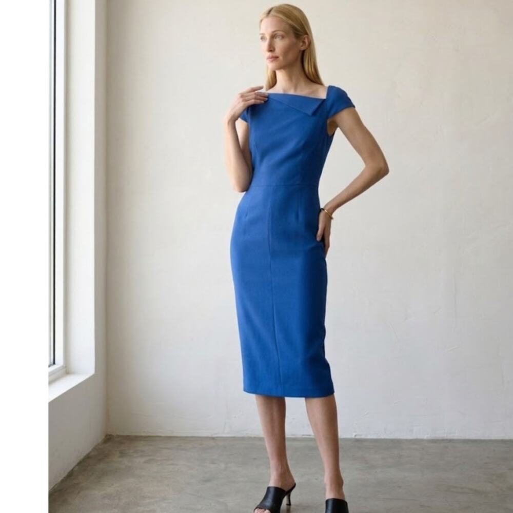 Narciso Rodriguez xo Barneys NY Midi Bodycon 90s Minimalist Wool-Silk dress